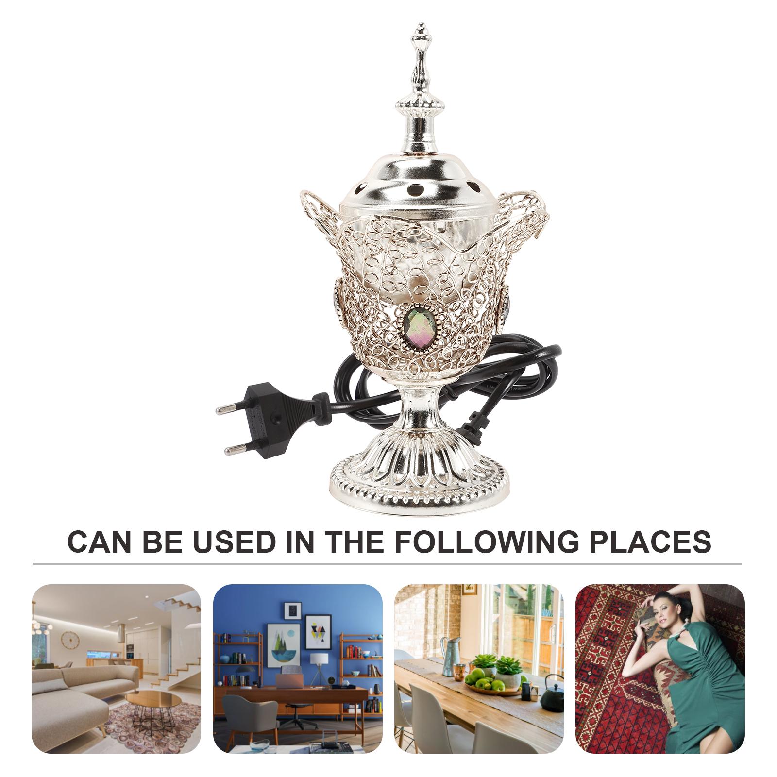Centerpiece Incense Burner Decorations Electric Censer for Table Decors Metal Desk Burners Vintage argento
