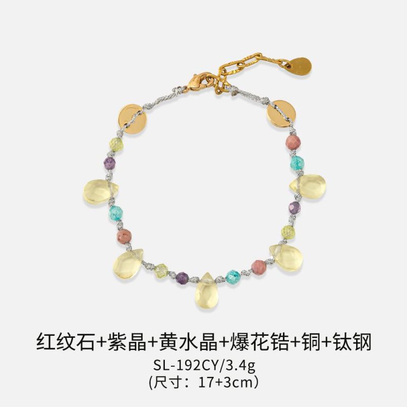 Gentle Water Drop Natural Stone Beaded Layered Necklace Handmade Mesh Crystal Long Choker Set Of 2