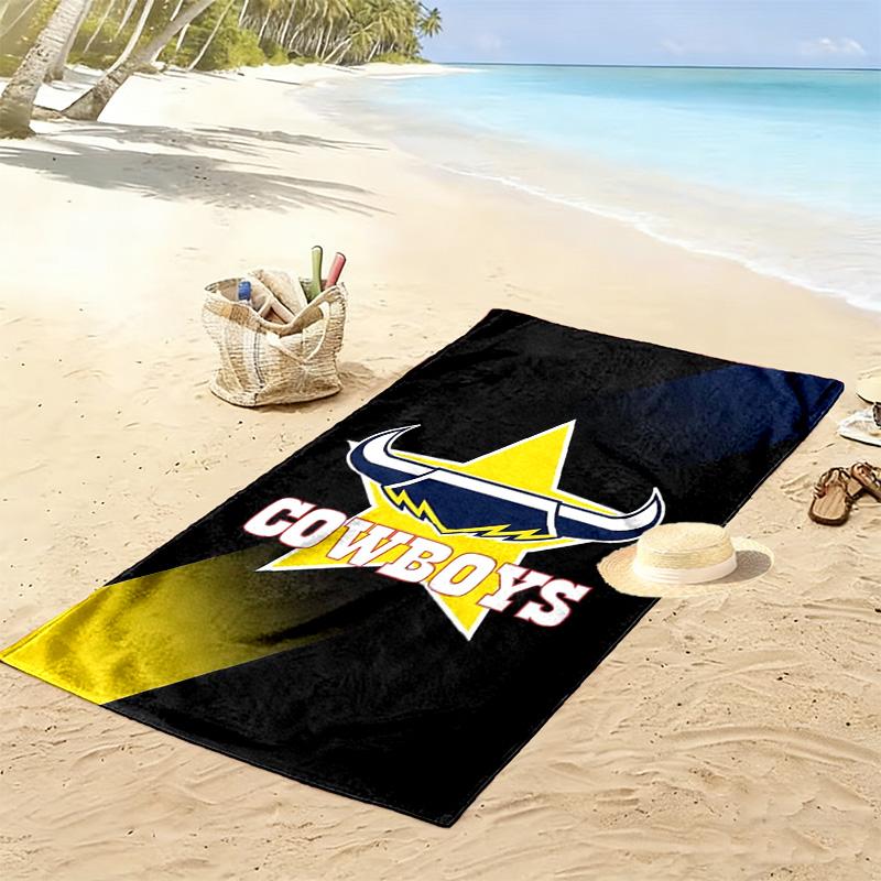 North Queensland Cowboys Print Beach Towel, Large Soft Quick Dry Towel for Beach Camping Swimming