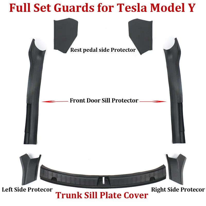 Accesorii ModelY Protect pentru Tesla Model Y 2022 2023 Capac de protecție a pragului ușii din față Apărătoare pentru plăci pragului portbagajului interior TPE