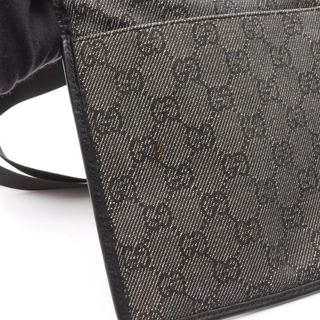 Used GUCCI GG denim Shoulder Bag 27639 denim leather Black Used Women