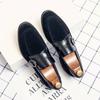 Fashion Men Business Dress Shoes Round Toe One Step Business Office Lefu Shoes Velvet Leather Side Buckle Gentlemen Banquet Social Shoes