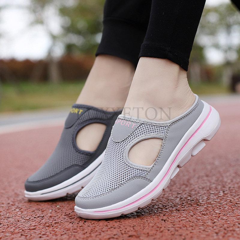 Summer Slip On Mesh Half Shoes For Men Women Slippers Lightweight Comfortable Breathable Big Size 47 48