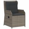 Garden Chairs with Cushions 2 Pcs. Adjustable Grey Poly Rattan