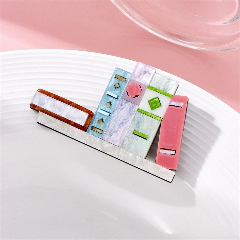 Blucome Books and Shelves Brooch for Woman Acrylic Material Creative Funny Sweet Cute Handmade New Trends Birthday Accessories