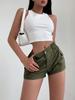 Rose Beauty A Damen-Y2K-Street-Cargo-Shorts mit elastischer Taille und Klapptasche an der Seite, einfarbig, einfache, lässige Shorts für den Alltag