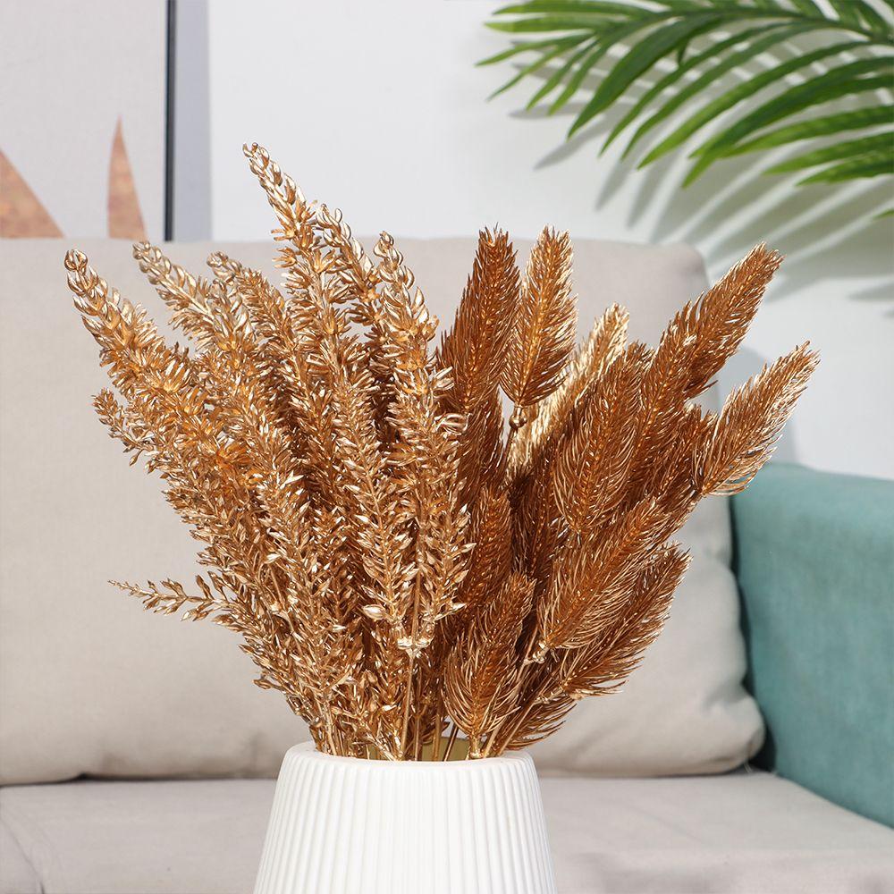 Plant Christmas Ornament Artificial Plant Gold Silver Simulation Leaf Christmas Artificial Flower
