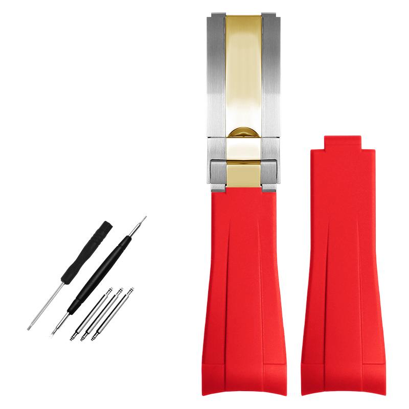 Gummiarmband mit gebogenem Ende für Rolex-Uhren, 20 mm, Silikonarmband, verhindert Staub, Herrenarmband, wasserdicht