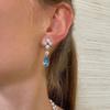 Luxury Santa Maria Aquamarine Stud Earrings High Carbon Diamond Accents Long Dangle Earrings Women Jewelry