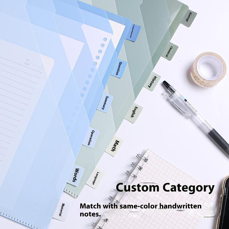 Gradient Multi-Layer Folder A4 Subject Classification Test Paper Folder Transparent L-Shaped Folder 6-Layer Classification File