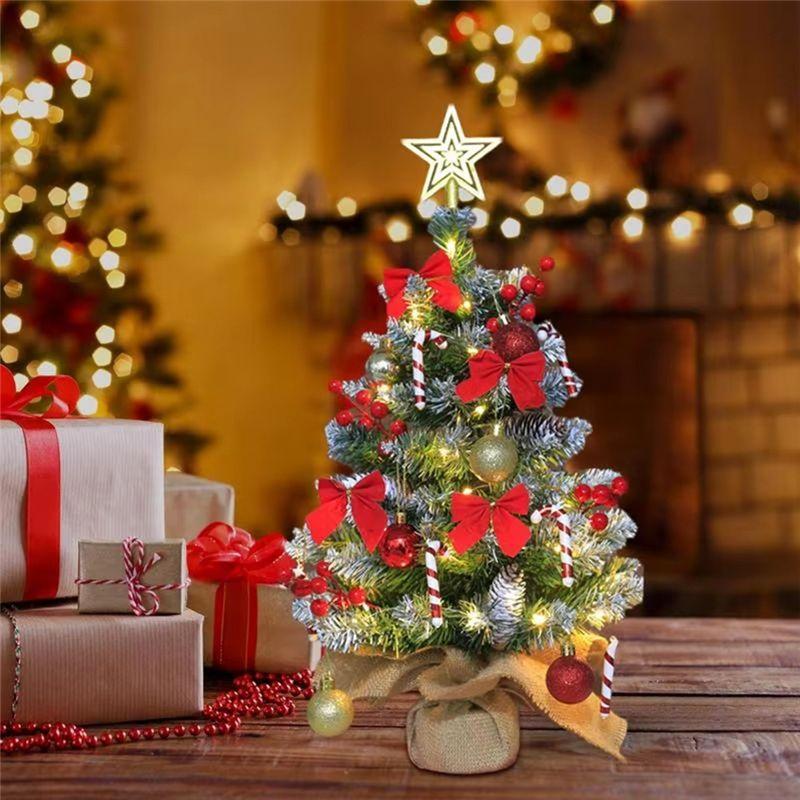 AEE4-Miniature Christmas Tree Christmas Table Ornament Decorative Miniature Christmas Tree Desktop Christmas Tree Decoration