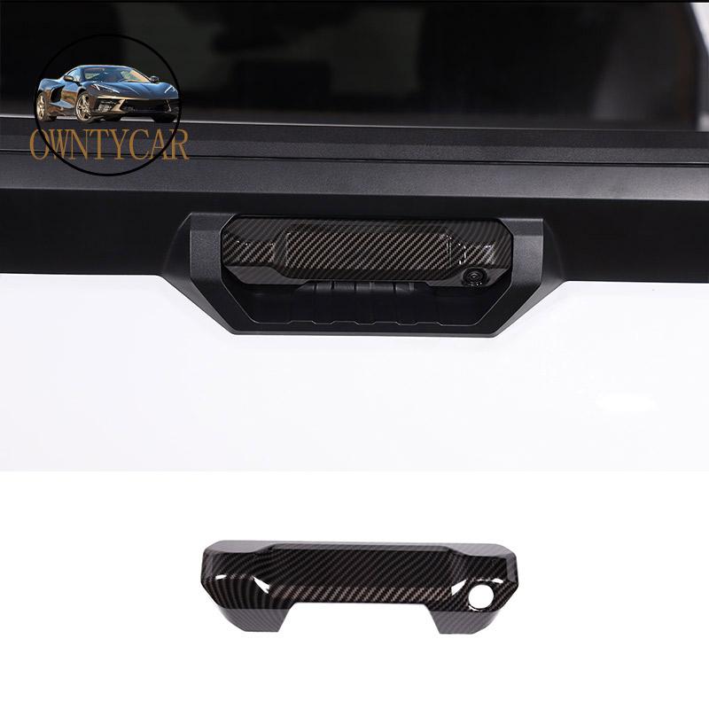 For Toyota Tundra -2025 ABS Carbon Fiber/Matt Black Car Tail Door Handle Cover Decorative Sticker Car Accessories Style C Carbon Fiber