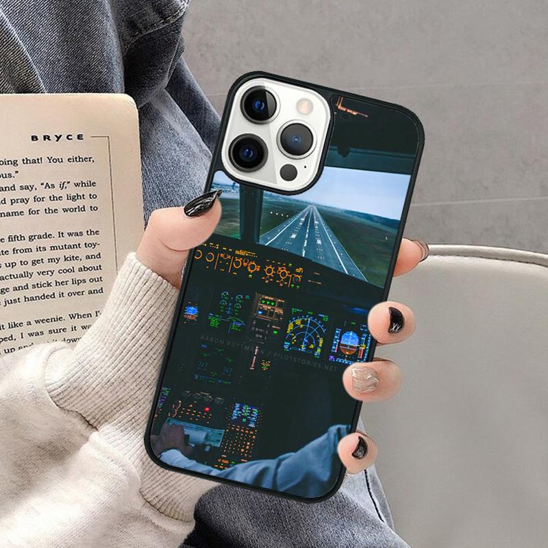 

Cool Airplane Cockpit Phone Case for iPhone 17 Air 16 16e 15 Plus for Apple 13 11 12 14 Pro Max Cover coque Shell iPhone 16e