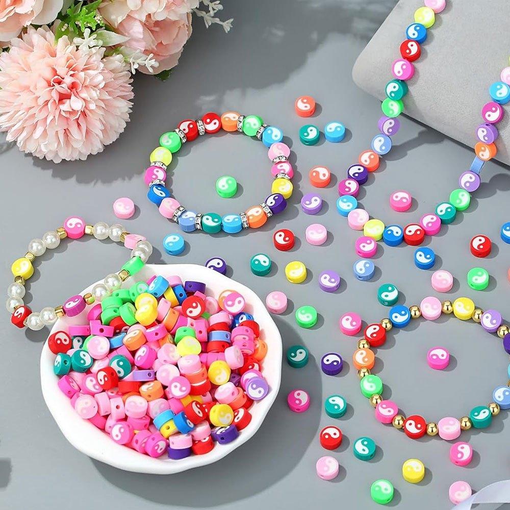 50/100/200 τεμάχια χάντρες από πηλό, πολύχρωμες χάντρες από πολυμερές πηλό Ying Yang, για γυναίκες, κατασκευή κοσμημάτων, κολιέ με βραχιόλι και DIY