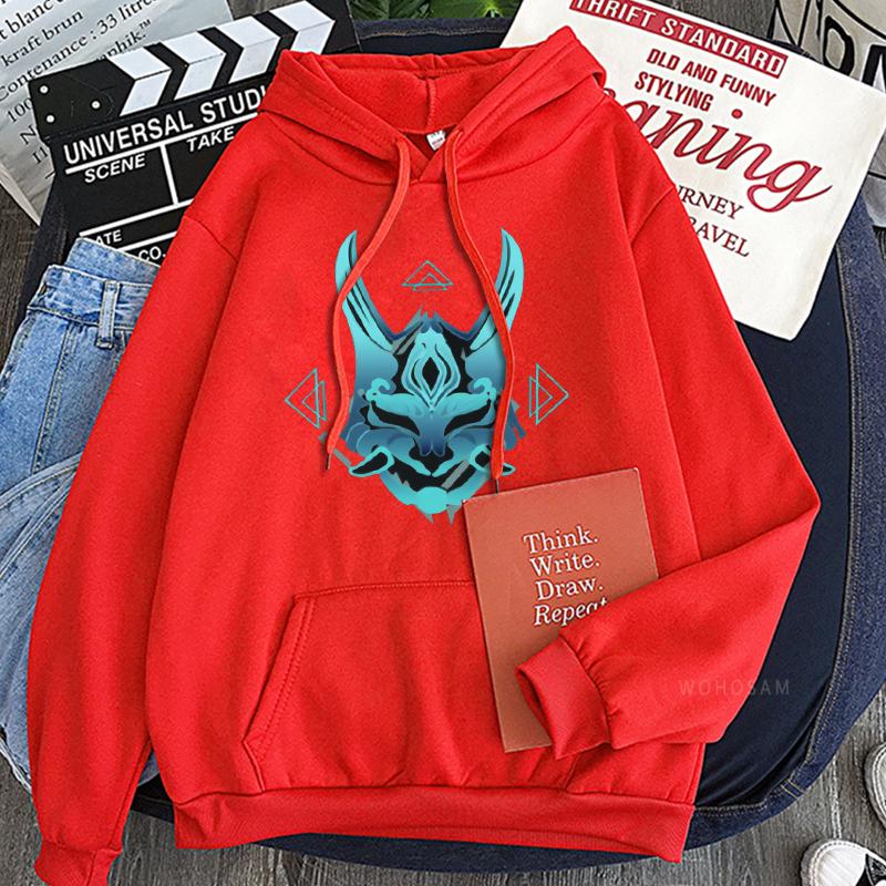 Genshin Impact Hoodies Harajuku Ästhetik Xiao Maske Fangs Grafik Streetwear Langarm Männer Winter Warme Patchwork Sweatshirts