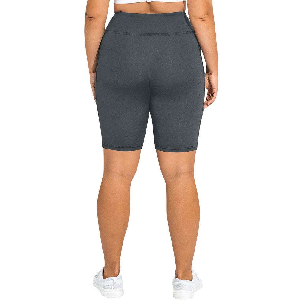 Women's Fashionable Casual Plus Size Pocketed Athletic Leggings With High Waist And Butt-Lifting Effect Cropped To Mid-Thigh Length