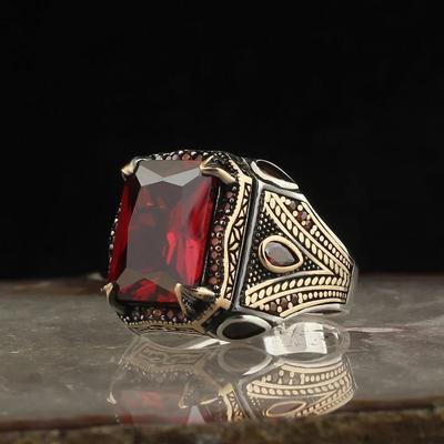 Anel de sinete feito à mão para homens, cor prata, escultura, padrão, incrustação, multicolor, zircônia, festa, punk, motor, motociclista