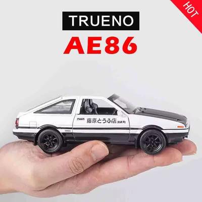 New 1/32 AE86 Alloy Car Model Die-cast Toy Car 4 Doors Can Be Opened Car Model with Light Pull Back Boy Gift Children's Toy Collection Ornaments