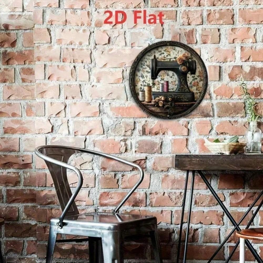 Retro Sewing Machine Metal Tin Sign 8x8 Inch Vintage Wall Art Home Decor High-Definition Print for Kitchen Bar Living Room