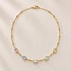 Colorful Oval Pendant Necklace Gold Tone Chain Necklace Multicolor Statement Jewelry Faceted Details Gift for Her