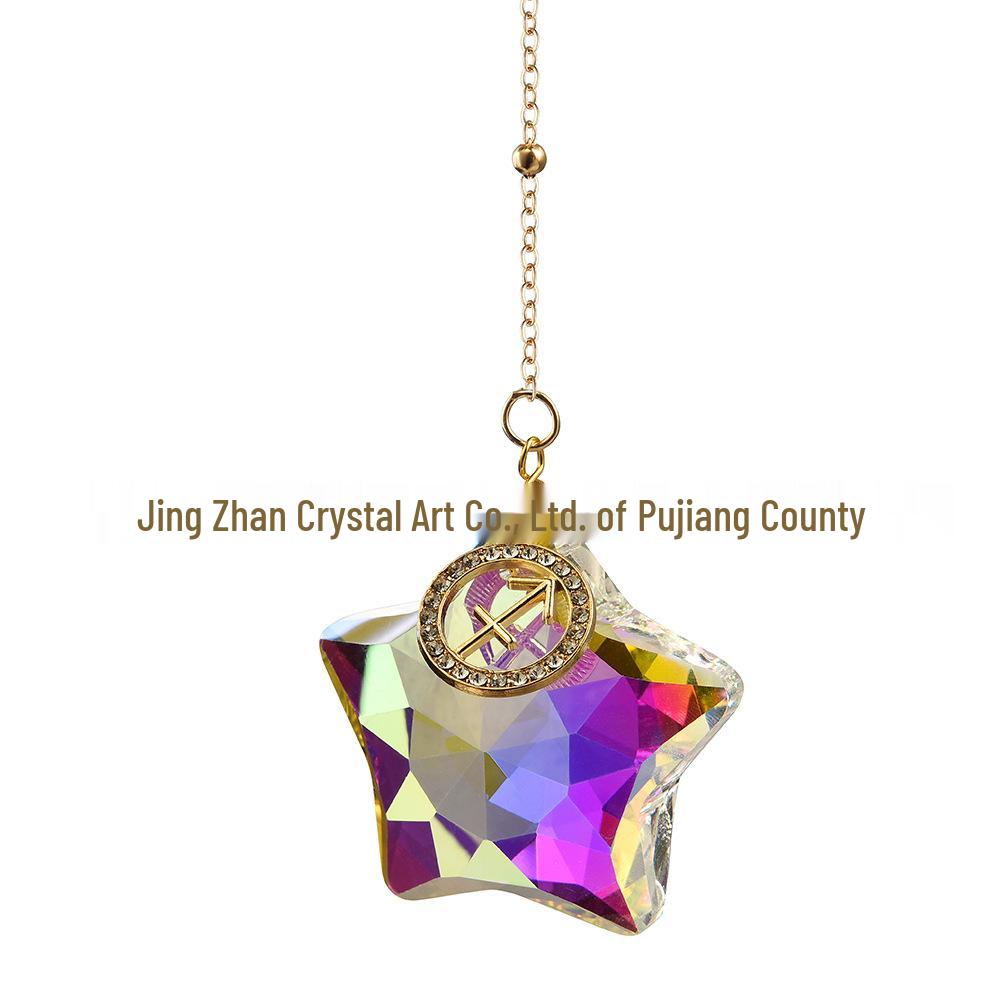12 Constellations Moon & Pentagram Crystal Sun Catcher Pendant Set