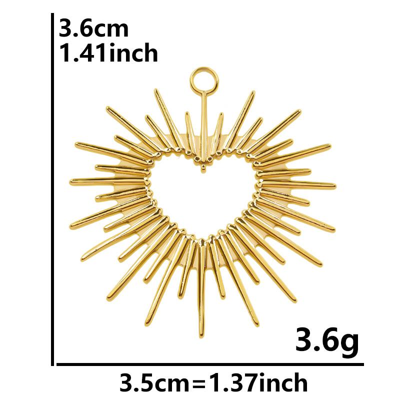 6pcs Real Gold Plated Sun Charms For Jewelry Making Supplies Stainless Steel Charm Pendants Heart Moon Thread Sunshine Material