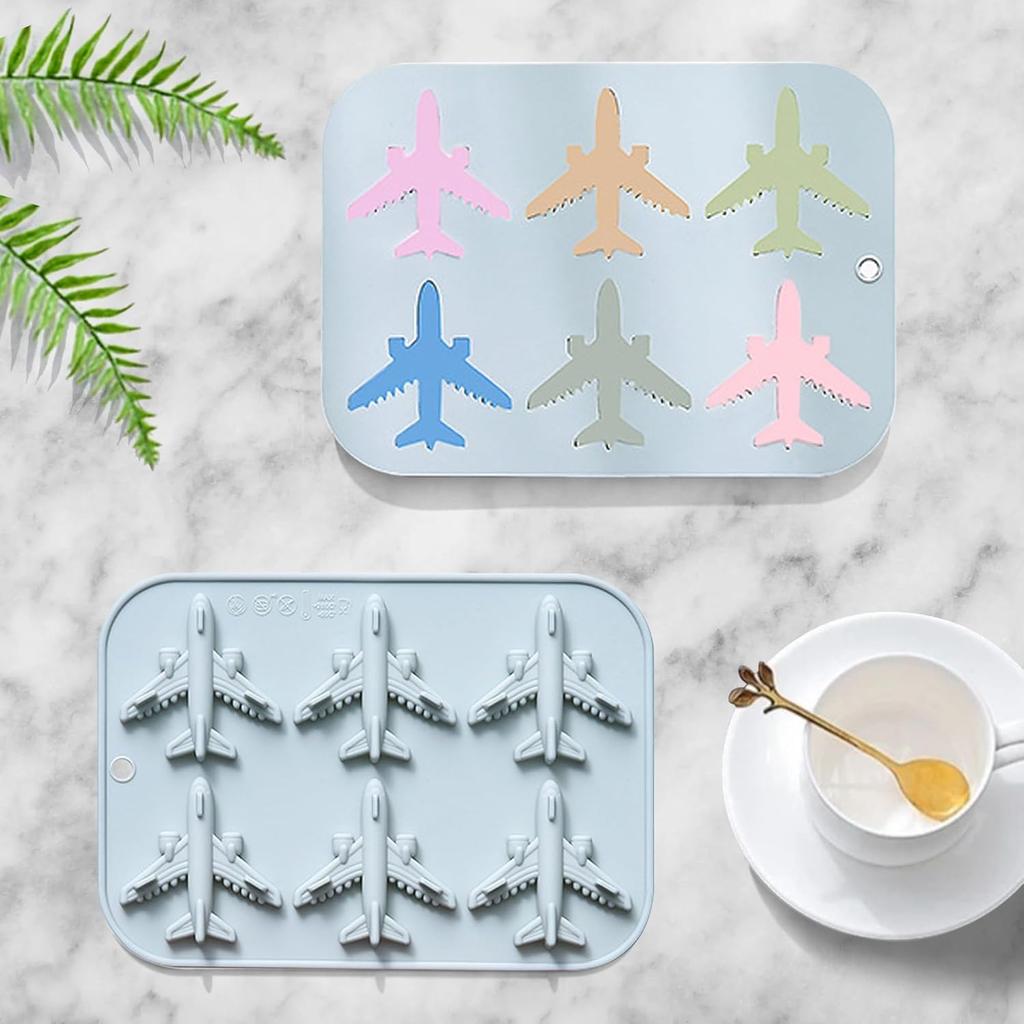 Airplane Fondant Silicone Mold, 3D Airplane Ice Cube Tray, Aircraft Silicone Chocolate Candy Mold, Airplane Shape Baking Mould for Mousse, Jellies,