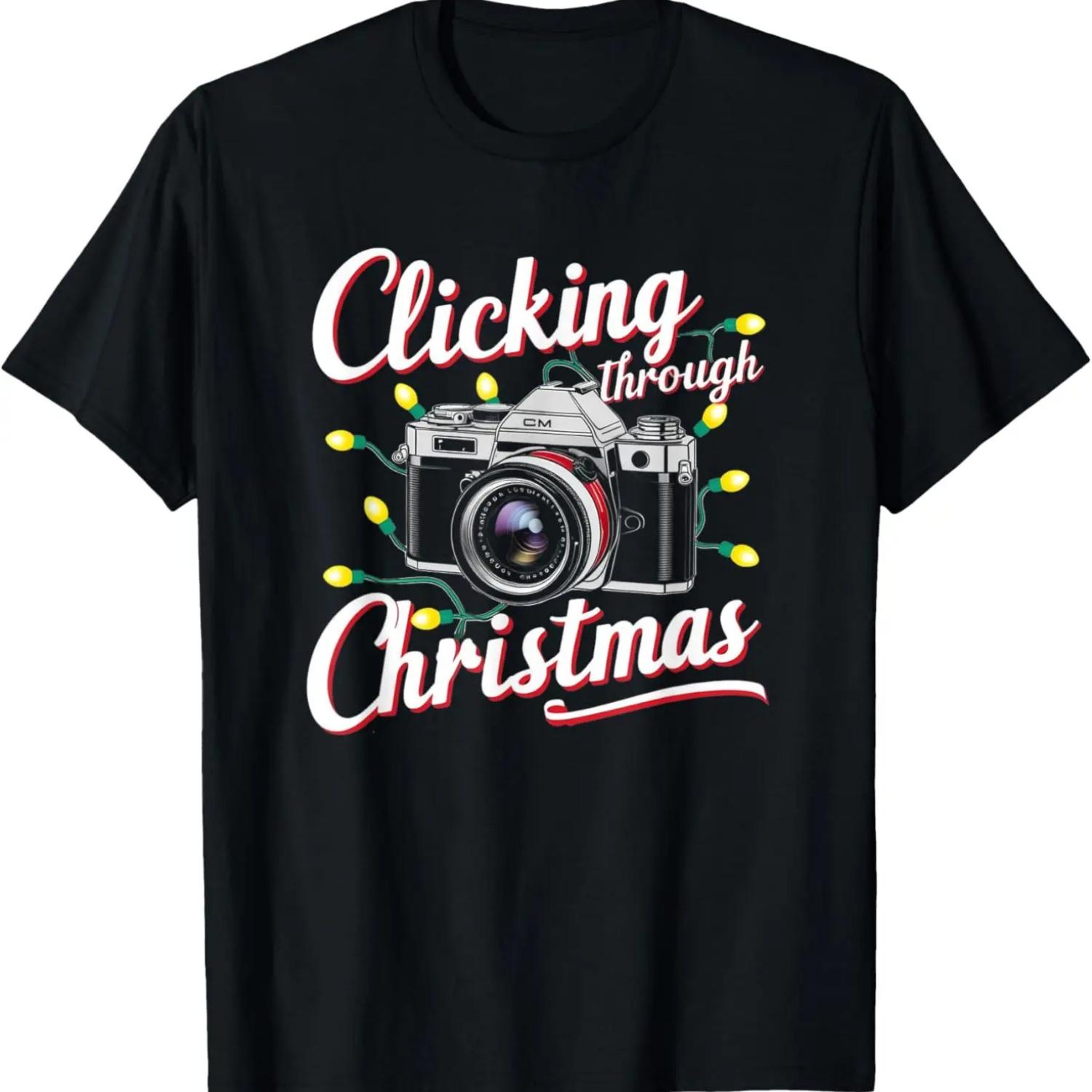 

Clicking Through Christmas Vintage Camera with Holiday Light T-Shirt XXXXXL чорний