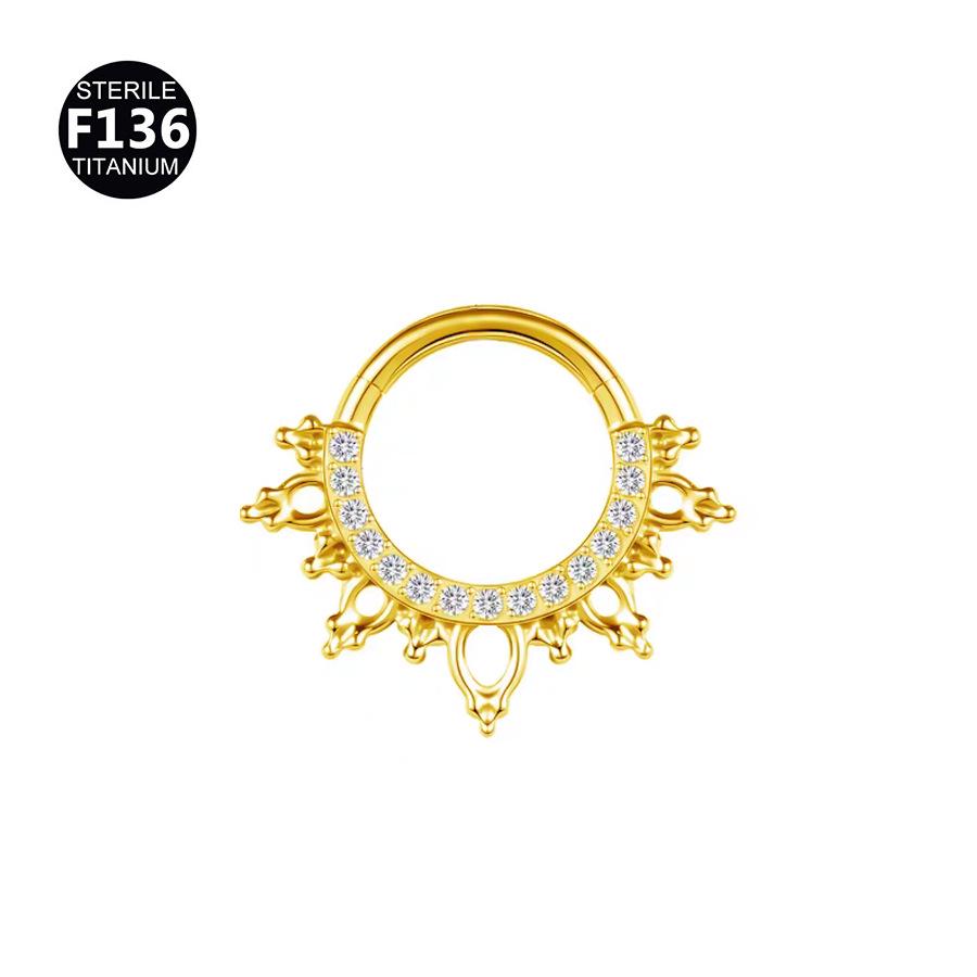 Anello in Lega di Titanio G23 2024 con Frange Intagliate per Naso e Orecchio - Gioiello Piercing Raffinato