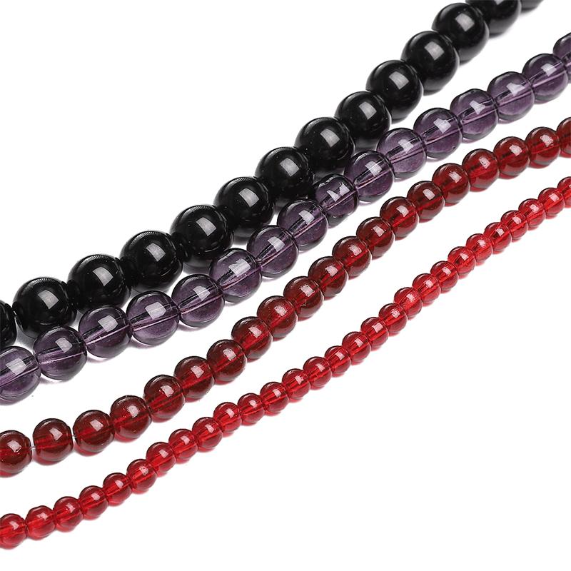 38cm/Str Glass Round Bead Chain for Necklace Bracelet DIY Jewelry Making 4-10mm
