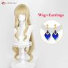 Fontaine Navia Cosplay Wig 95cm Linen Golden Cruly Wigs For Women Cosplay Anime Wig Heat Resistant Synthetic Hair Halloween