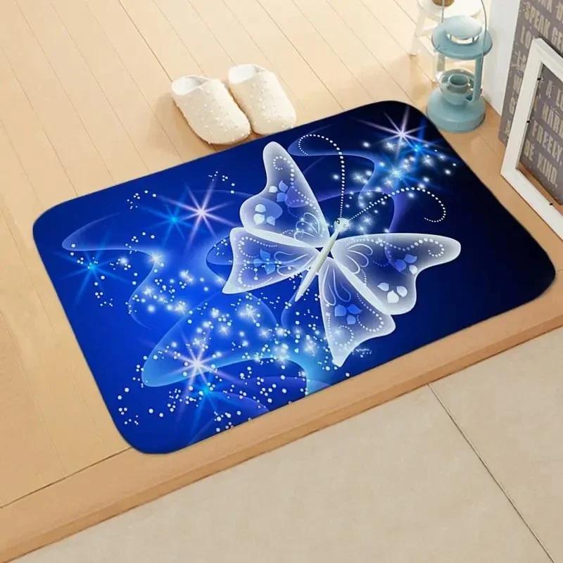 Butterfly Series Welcome Door Mat Non-slip Bath Kitchen Rugs Home Room Decoration Easy To Clean Entryways Entrance Floor Carpet