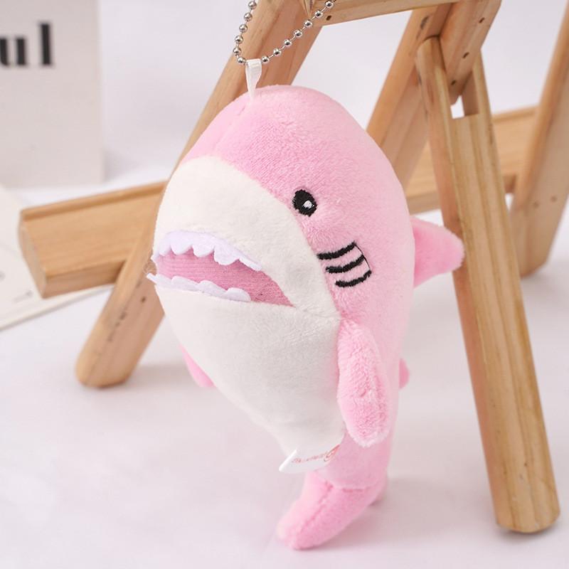 Adorable Plush Shark Keychain In Pink And Gray Perfect For Backpacks And Bags