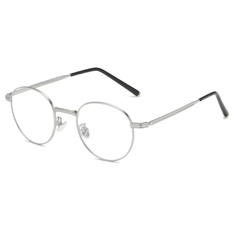 Metal Frame Glasses Round Anti Blue Light Eyewear Women Men Classic Trend Transparent Computer Reading Eyeglasses for Unisex