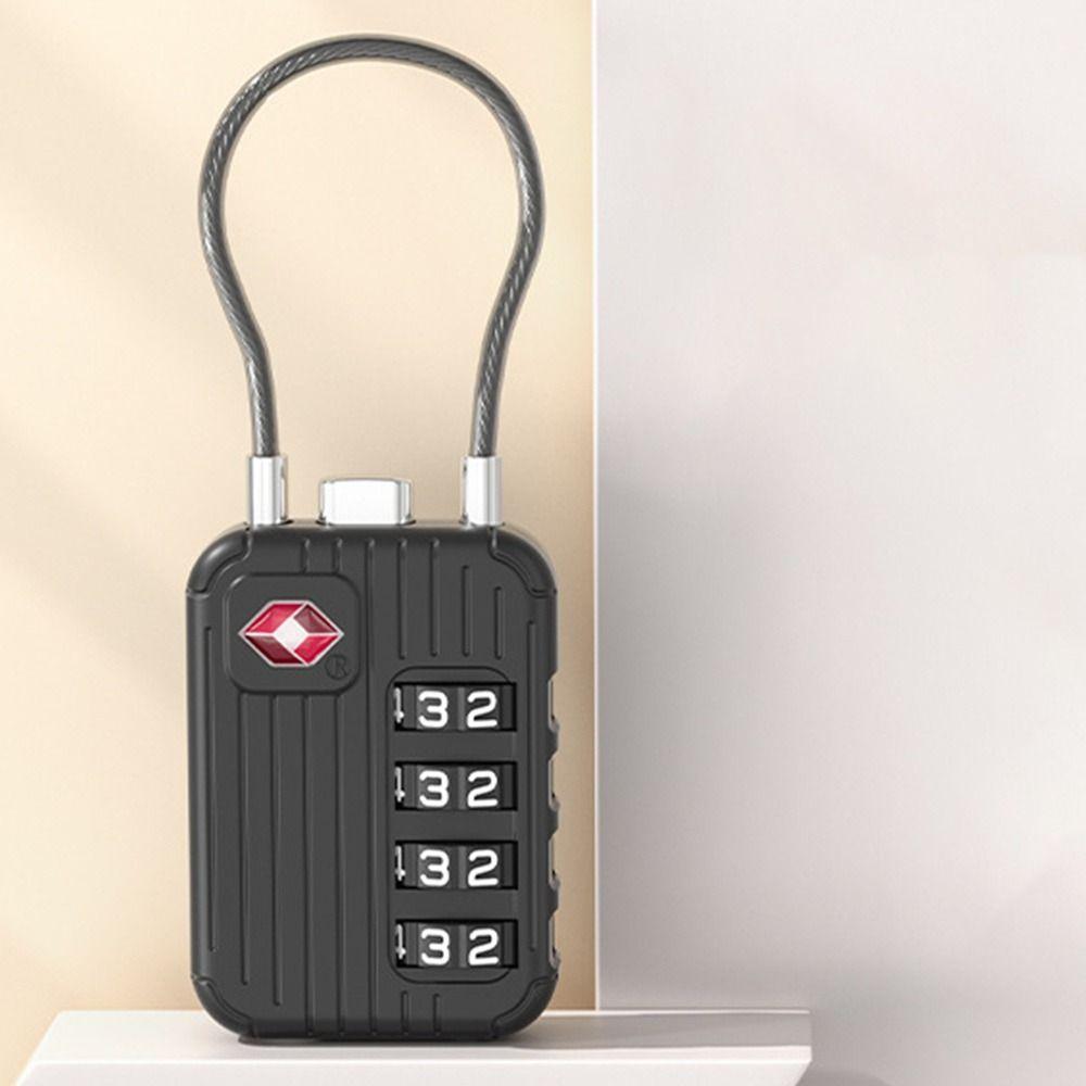 Anti-theft 4 Digit Combination Lock Zinc Alloy Wire Rope Padlock Customs Password Lock  for Travel