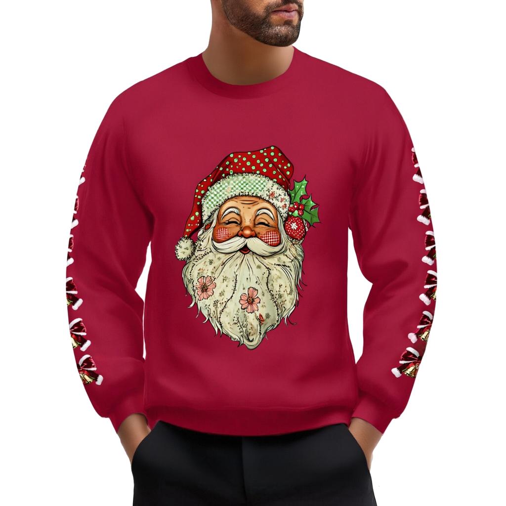 Bluze casual de Crăciun cu mânecă lungă, cu imprimeu, groase și călduroase din lână, cu gât rotund pentru bărbați și femei