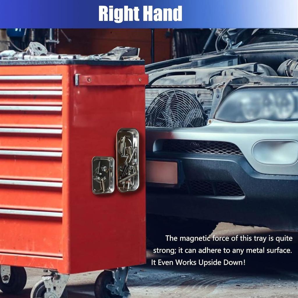 1 PC Stainless Steel Magnetic Tray Holder, with Strong Magnet, Metal Accessories Storage Tray, for Mechanic, Car