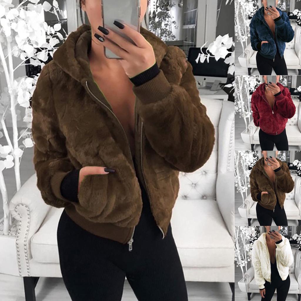 Women's Fashion Padded Solid Color Hooded Zipper Loose Soft Thick With Pockets Fall And Winter Jacket