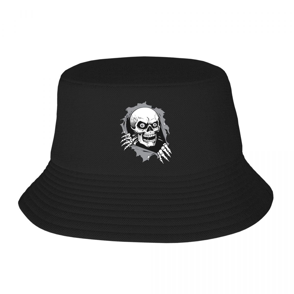 New Custom Torn Metal Skull Bucket Hat Women Unisex Gothic Skeleton Beach Sun Summer Camping Cap