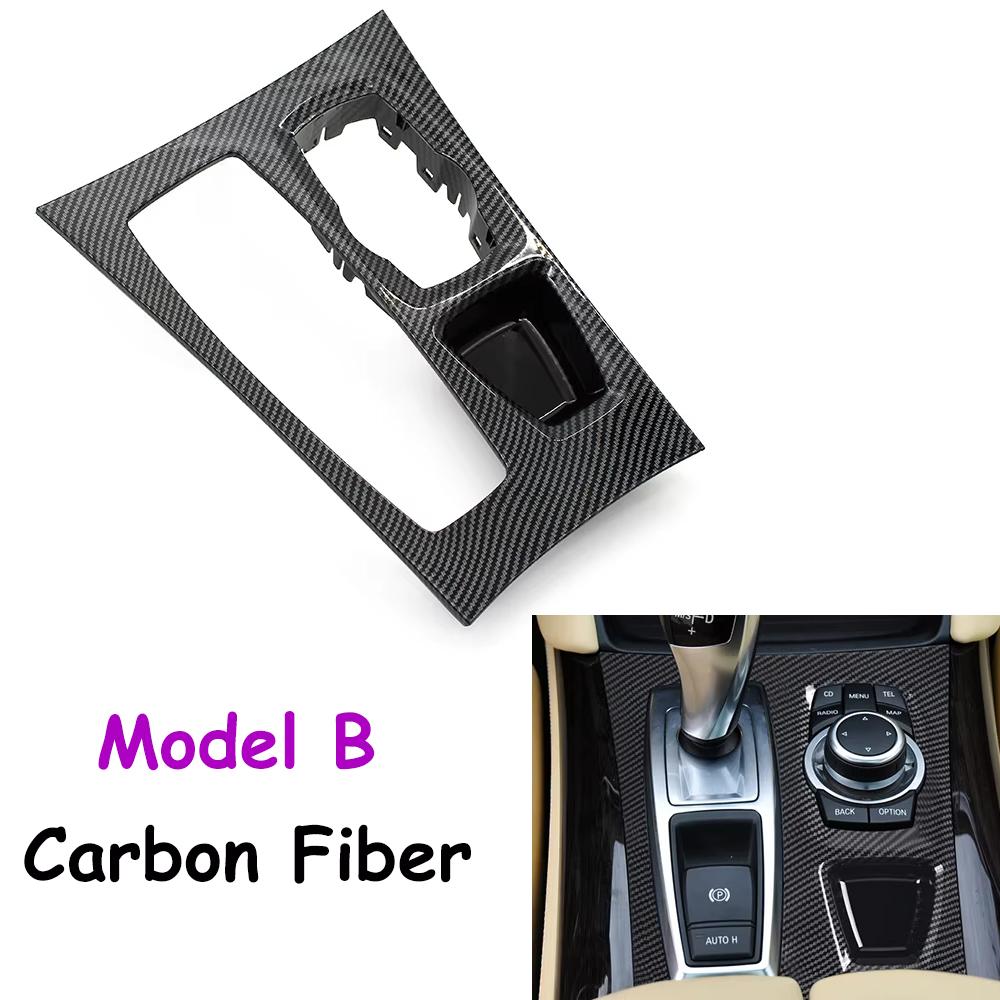 

E70 E71 E72 LHD Car Central Console Gear Box Shift Cover Panel Trim Replacement For BMW X5 X6 2007-2013 51166954947 51169164485 Model B-Carbon Fiber