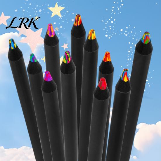 Buntstifte für Kleinkinder 12 Stück Regenbogenfarbene Stifte, mit schwarzem Holzschaft und langlebigen Malzubehör für Kinder, Bleistiftkern, Kunsttraining Skizzieren