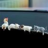 Set of 4 Resins Cats Miniature Figures Desktop Computer Monitors Decorations Funny Animal Sculpture Dashboards Ornaments
