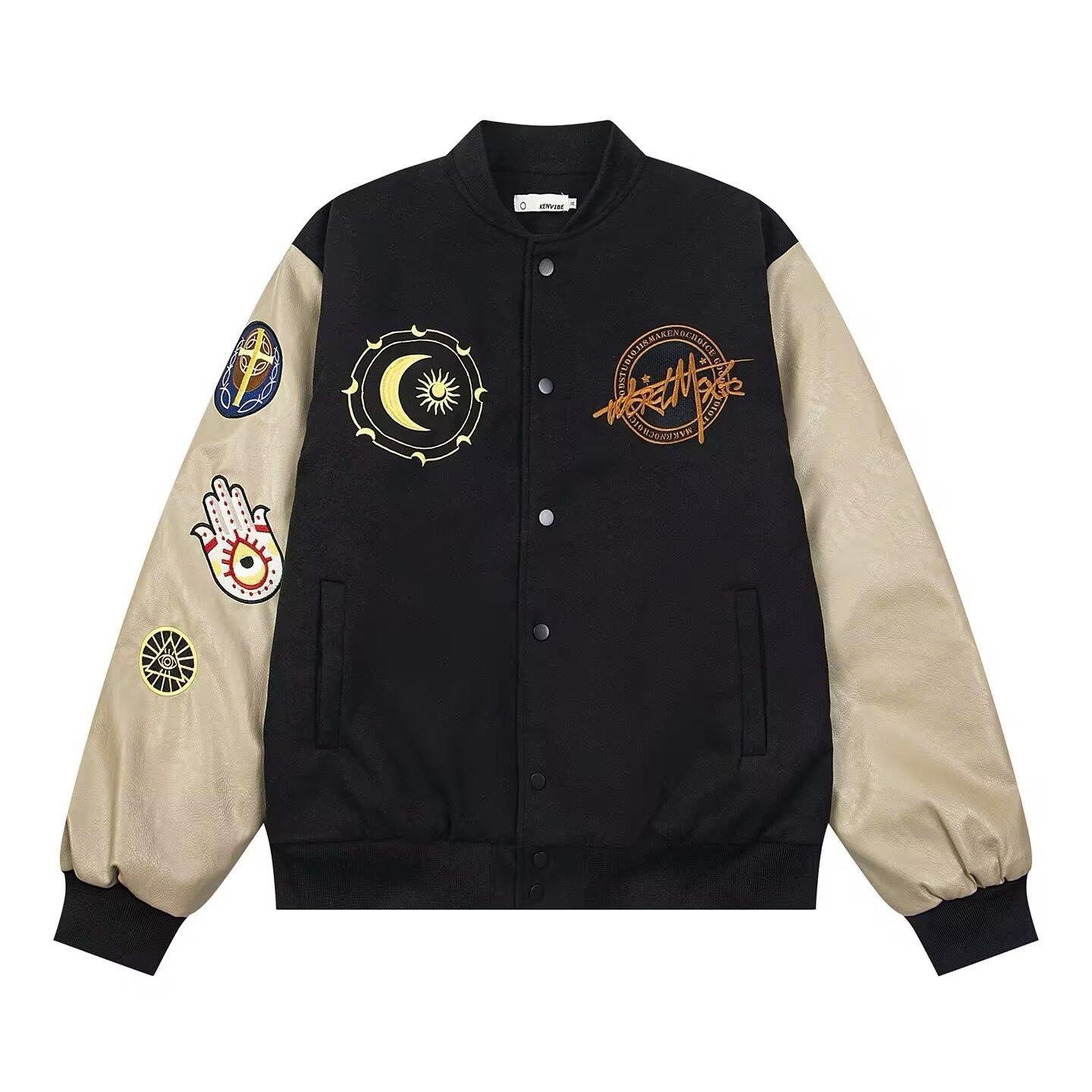 

Cross American Patchwork Men s Baseball Jacket - Retro Niche, Autumn/Winter 2025 XXXL чорний