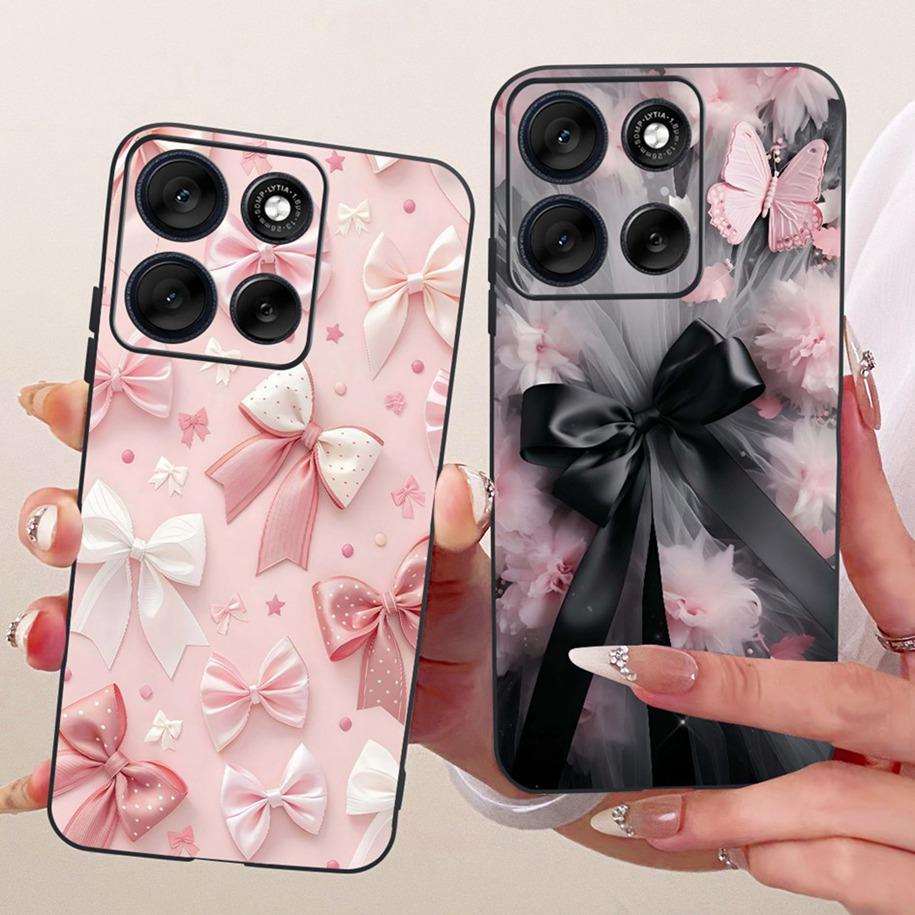 Coque Pour Motorola Moto G56 Housse 2025 Nouvelle Élégante Nœud Papillon Fleur Silicone Souple Coques de Téléphone Pour Motorola Moto G66Y G66J 5G Fundas