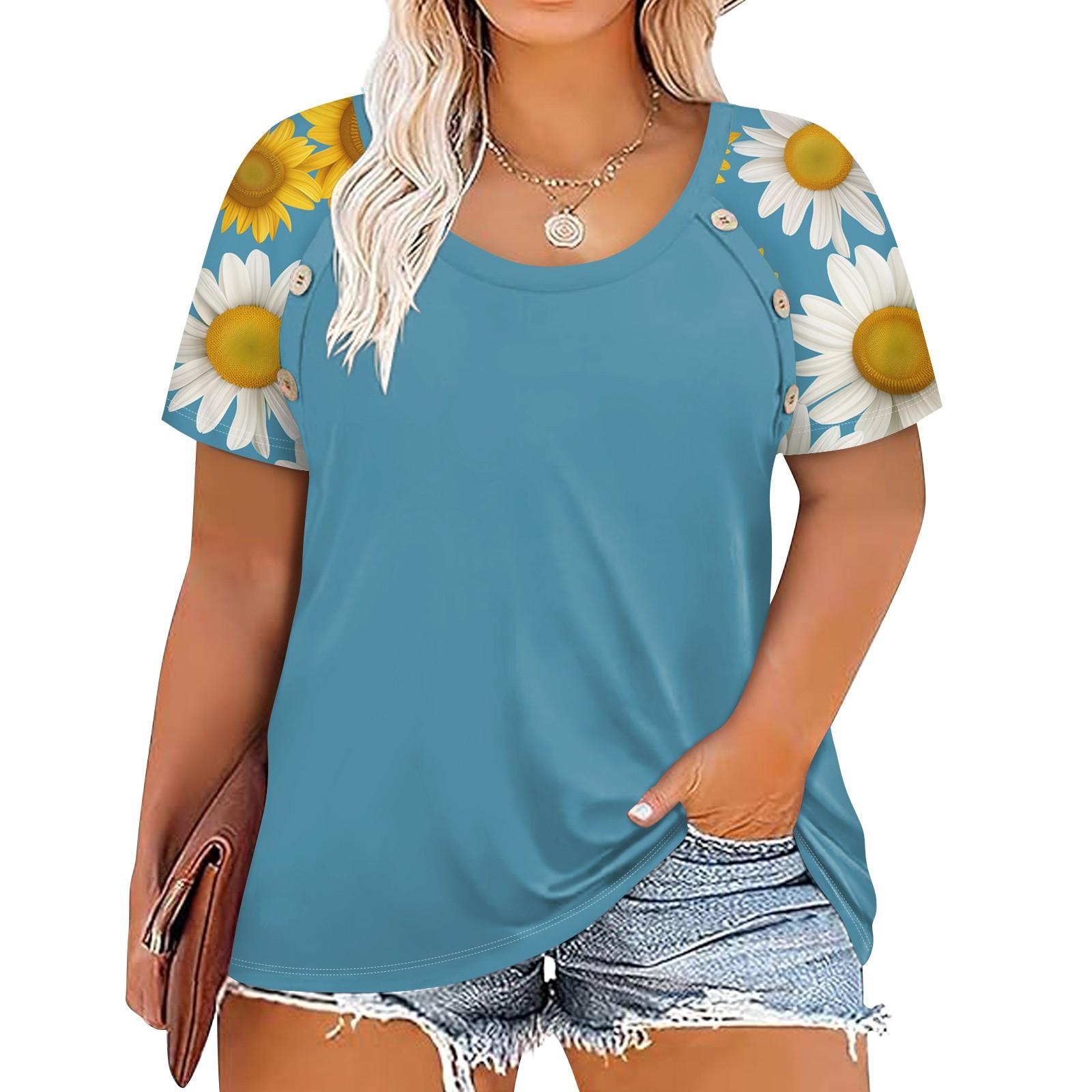 

Женская свободная футболка с короткими рукавами и большим верхом с v-образным вырезом и принтом XXXXL