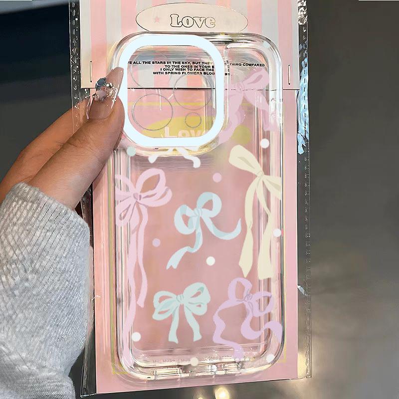 Pink Bow Knot Transparent Phone Case for Samsung A55 A35 A54 A56 A52 A15 Cases S25 Ultra S24 S23 S22 FE A53 A34 A16 A36 Cover