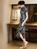 Eleganckie Cheongsam z Nadrukiem Niebieskich Róż - Kolekcja Lato 2025 dla Młodych Dziewcząt