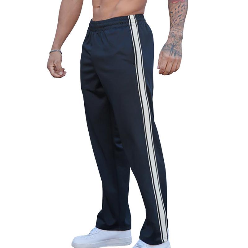 Summer side striped sweatpants loose straight breathable large size casual sports cross-border trousers