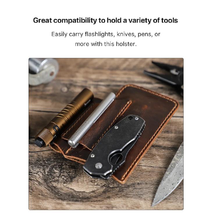 Hiram Tactical Multi Tool Belt Leather Bag Portable Tool Storage Bag Holster Outdoor Camping Hunting Waist Pocket