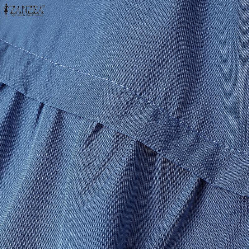 ZANZEA Muslim Daily Casual Round Neck Long Sleeve Loose Women Dress